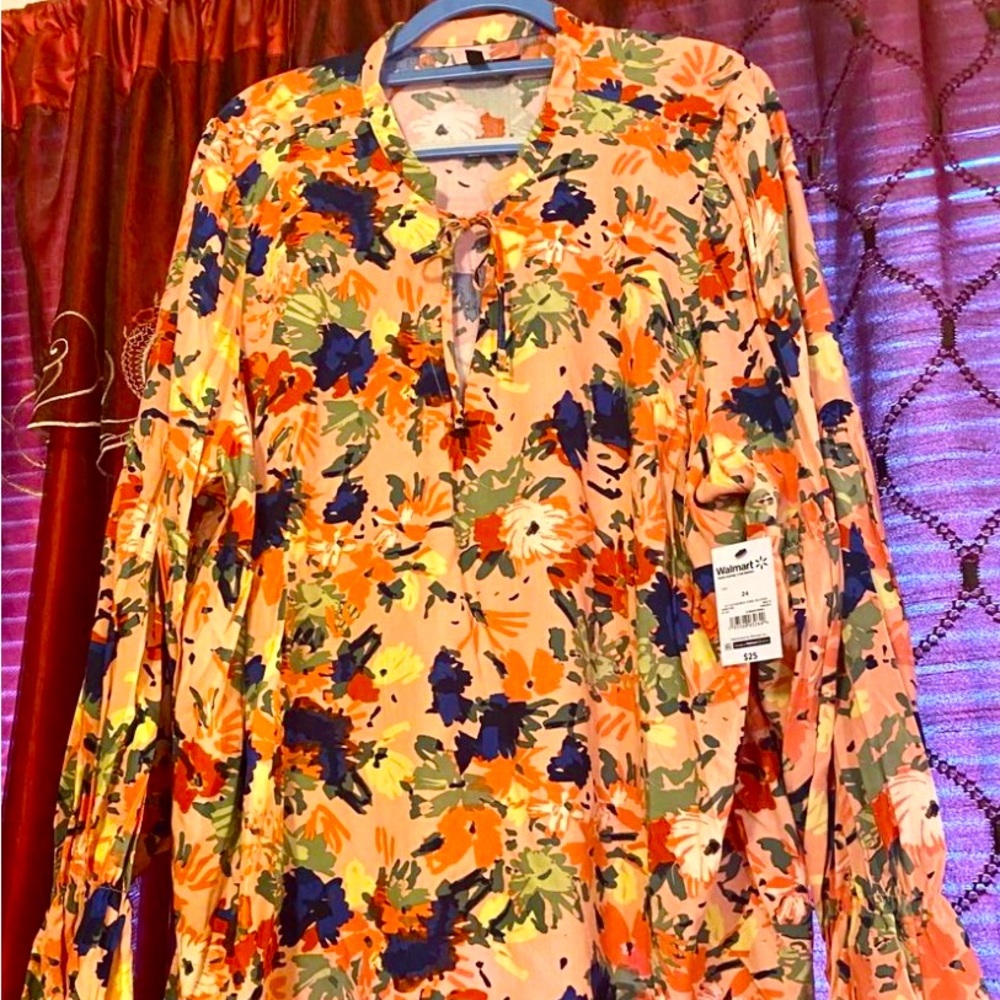 New with Tags Floral Light Pink Blouses. I have 3 Sizes 20,22,and 24